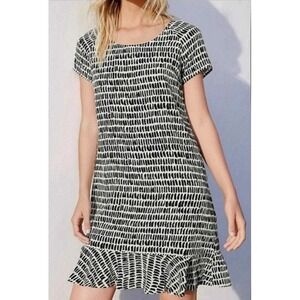 Garnet Hill Silk Abstract Print‎ Ruffle Flounce Hem Dress Artsy Size 10 Medium